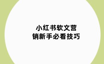 小红书软文营销新手必看技巧