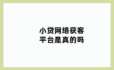 小贷网络获客平台是真的吗