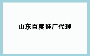 山东百度推广代理