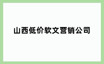 山西低价软文营销公司