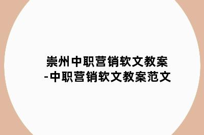 崇州中职营销软文教案-中职营销软文教案范文