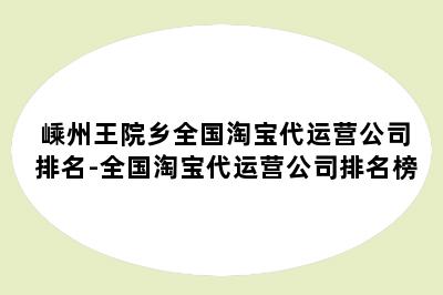 嵊州王院乡全国淘宝代运营公司排名-全国淘宝代运营公司排名榜
