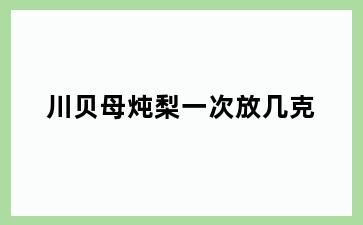 川贝母炖梨一次放几克