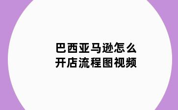 巴西亚马逊怎么开店流程图视频