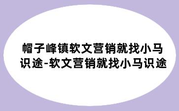 帽子峰镇软文营销就找小马识途-软文营销就找小马识途