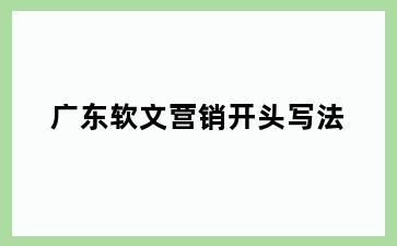 广东软文营销开头写法