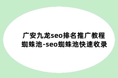 广安九龙seo排名推广教程蜘蛛池-seo蜘蛛池快速收录