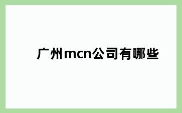 广州mcn公司有哪些