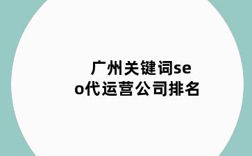 广州关键词seo代运营公司排名