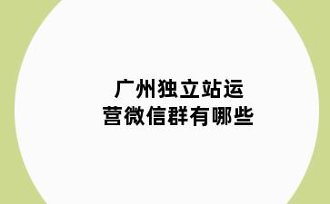 广州独立站运营微信群有哪些