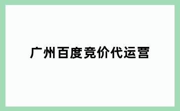 广州百度竞价代运营
