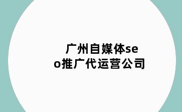 广州自媒体seo推广代运营公司