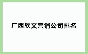 广西软文营销公司排名