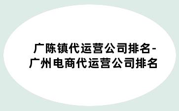 广陈镇代运营公司排名-广州电商代运营公司排名