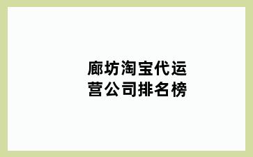 廊坊淘宝代运营公司排名榜