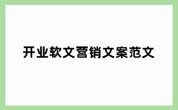 开业软文营销文案范文