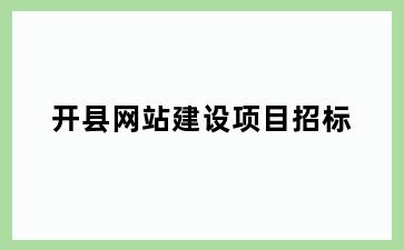 开县网站建设项目招标