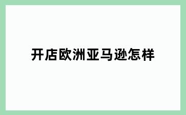 开店欧洲亚马逊怎样
