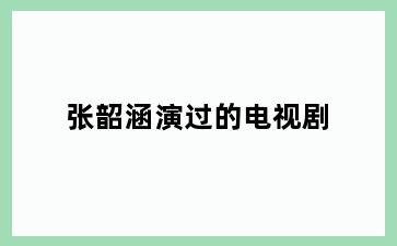 张韶涵演过的电视剧