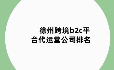徐州跨境b2c平台代运营公司排名