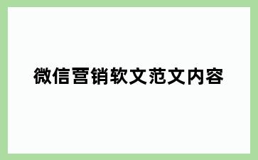 微信营销软文范文内容