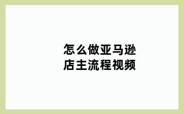 怎么做亚马逊店主流程视频