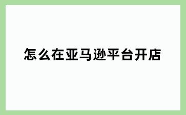 怎么在亚马逊平台开店