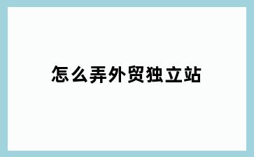 怎么弄外贸独立站