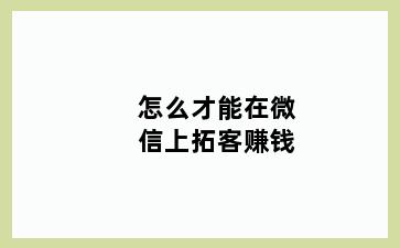 怎么才能在微信上拓客赚钱
