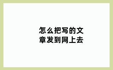怎么把写的文章发到网上去