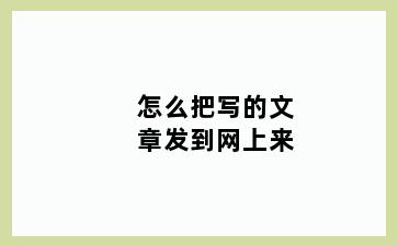 怎么把写的文章发到网上来