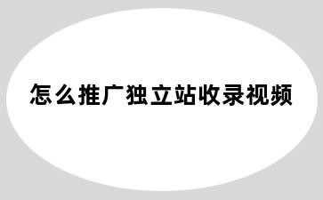 怎么推广独立站收录视频