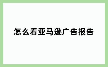 怎么看亚马逊广告报告