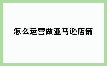 怎么运营做亚马逊店铺