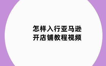 怎样入行亚马逊开店铺教程视频
