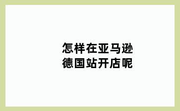 怎样在亚马逊德国站开店呢