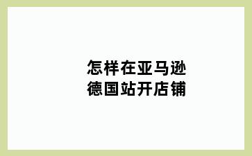 怎样在亚马逊德国站开店铺