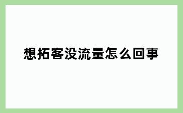 想拓客没流量怎么回事