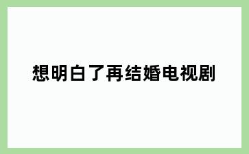 想明白了再结婚电视剧
