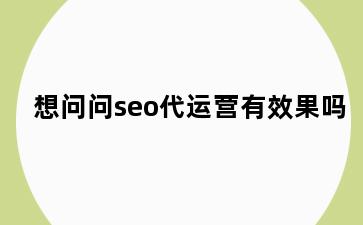 想问问seo代运营有效果吗