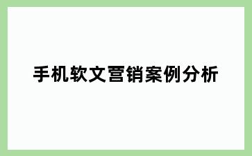 手机软文营销案例分析