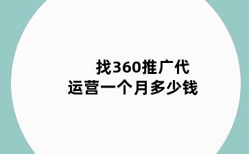 找360推广代运营一个月多少钱