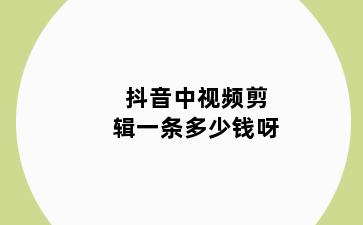抖音中视频剪辑一条多少钱呀