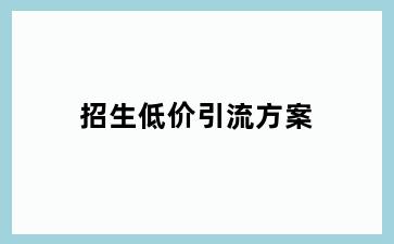 招生低价引流方案