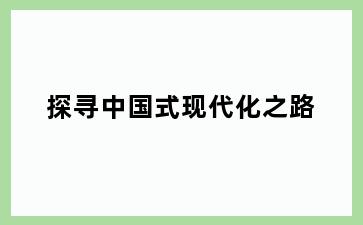 探寻中国式现代化之路
