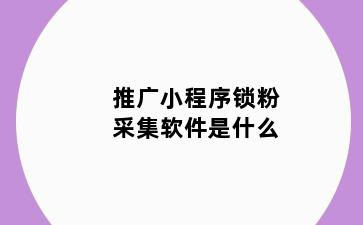 推广小程序锁粉采集软件是什么