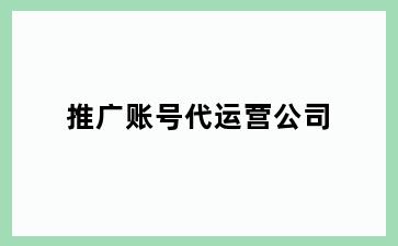 推广账号代运营公司