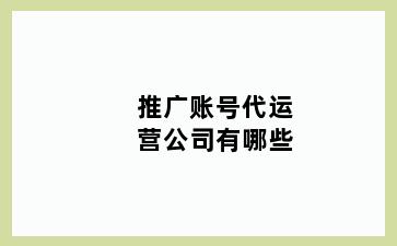 推广账号代运营公司有哪些