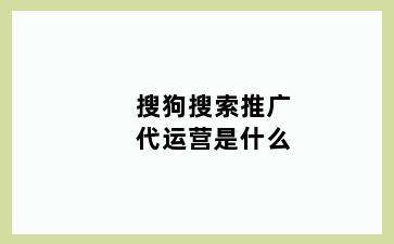 搜狗搜索推广代运营是什么