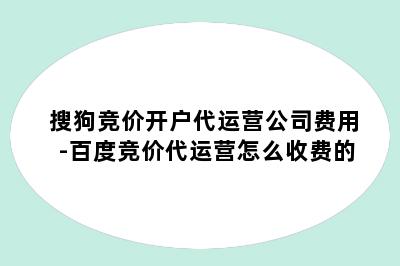 搜狗竞价开户代运营公司费用-百度竞价代运营怎么收费的